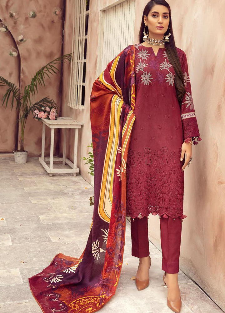 Blossom by Riaz Arts Embroidered Peach Leather Suits Unstitched 3 Piece RA21BP D-02 - Winter Collection