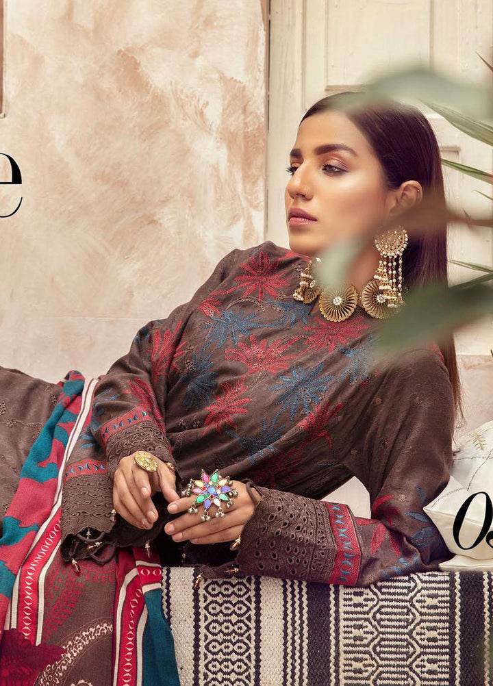 Blossom by Riaz Arts Embroidered Peach Leather Suits Unstitched 3 Piece RA21BP D-03 - Winter Collection