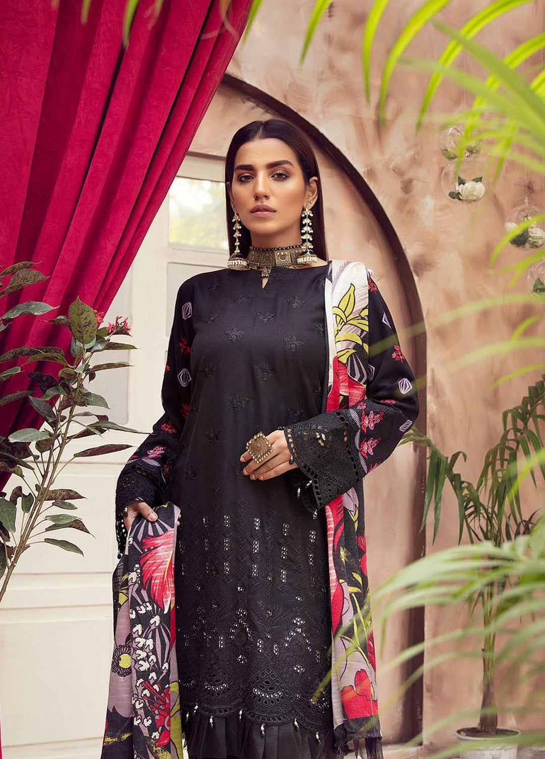 Blossom by Riaz Arts Embroidered Peach Leather Suits Unstitched 3 Piece RA21BP D-06 - Winter Collection
