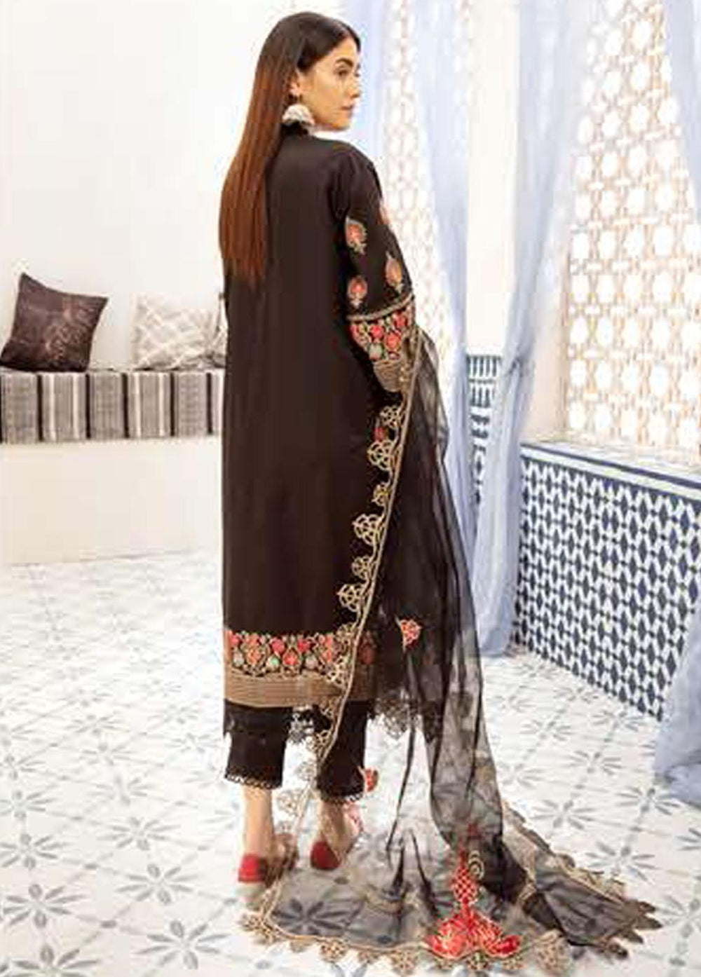 Blossom By Riaz Arts Embroidered Lawn Suits Unstitched 3 Piece RA22B 01 - Summer Collection