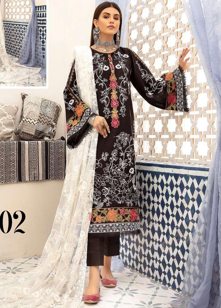 Blossom By Riaz Arts Embroidered Lawn Suits Unstitched 3 Piece RA22B 02 - Summer Collection