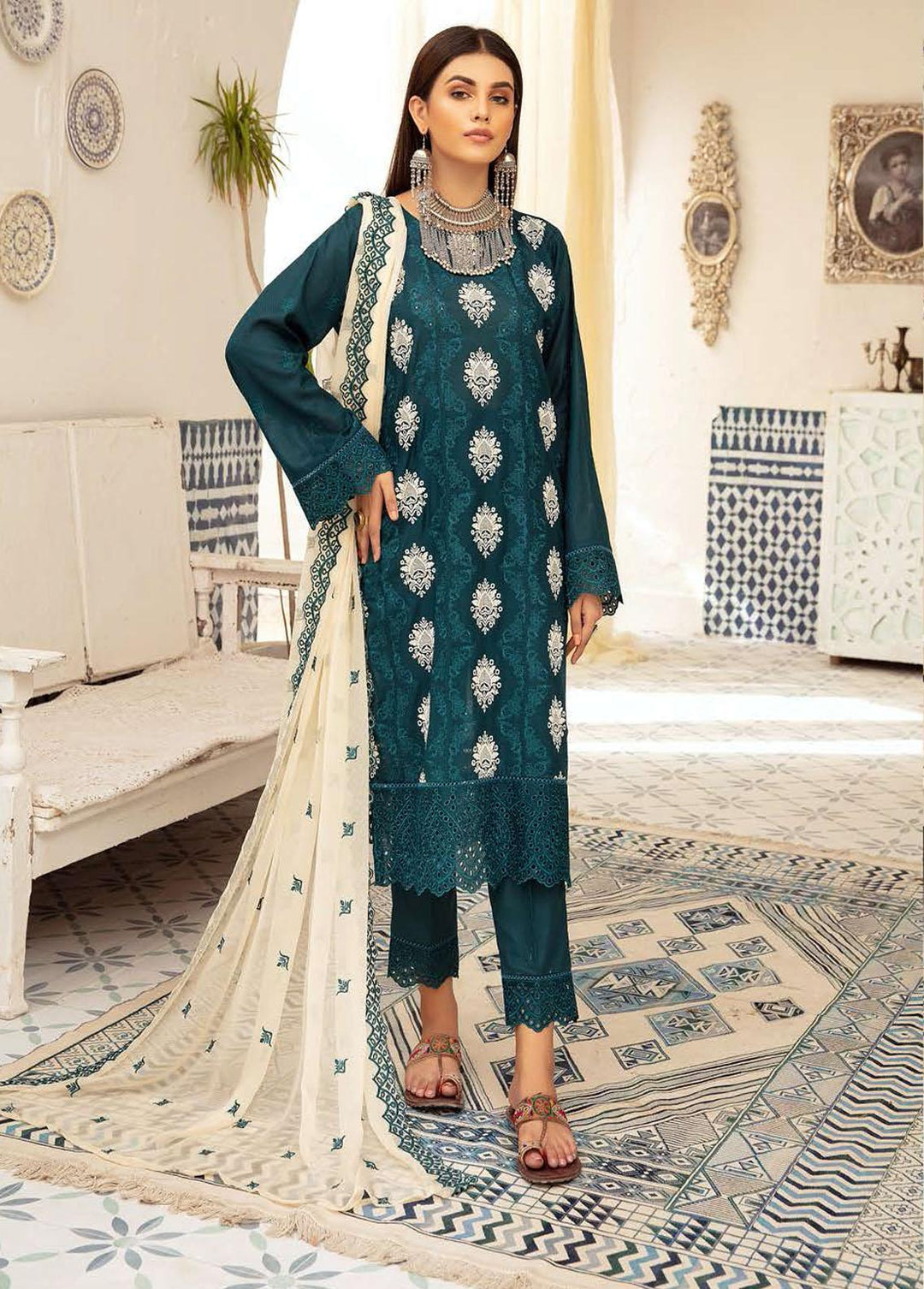 Blossom By Riaz Arts Embroidered Lawn Suits Unstitched 3 Piece RA22B 03 - Summer Collection