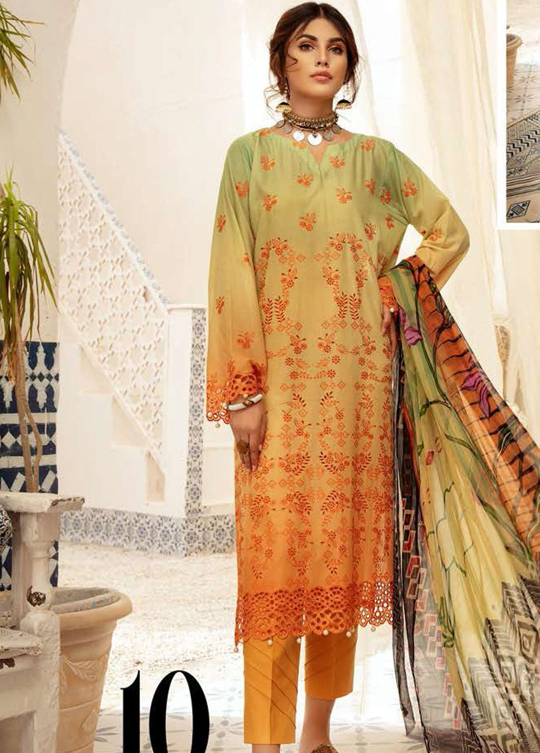 Blossom By Riaz Arts Embroidered Lawn Suits Unstitched 3 Piece RA22B 10 - Summer Collection