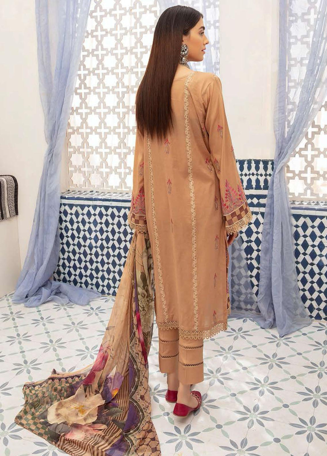 Blossom By Riaz Arts Embroidered Lawn Suits Unstitched 3 Piece RA22B 12 - Summer Collection