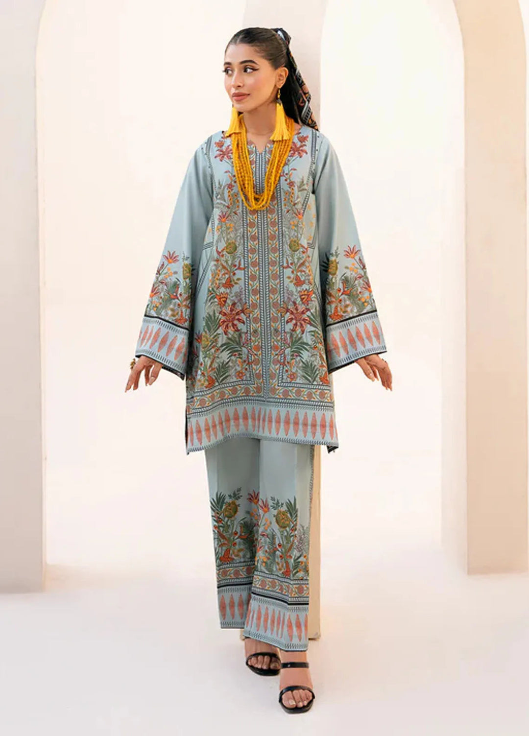 Bon Soir by Florent Pret Printed Crepe Silk 2 Piece Suit Belle Lueur
