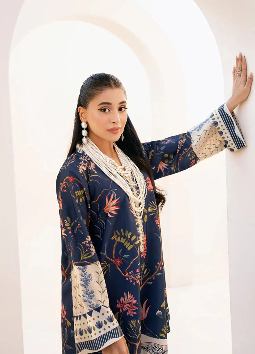 Bon Soir by Florent Pret Printed Crepe Silk 2 Piece Suit Midnight Amour