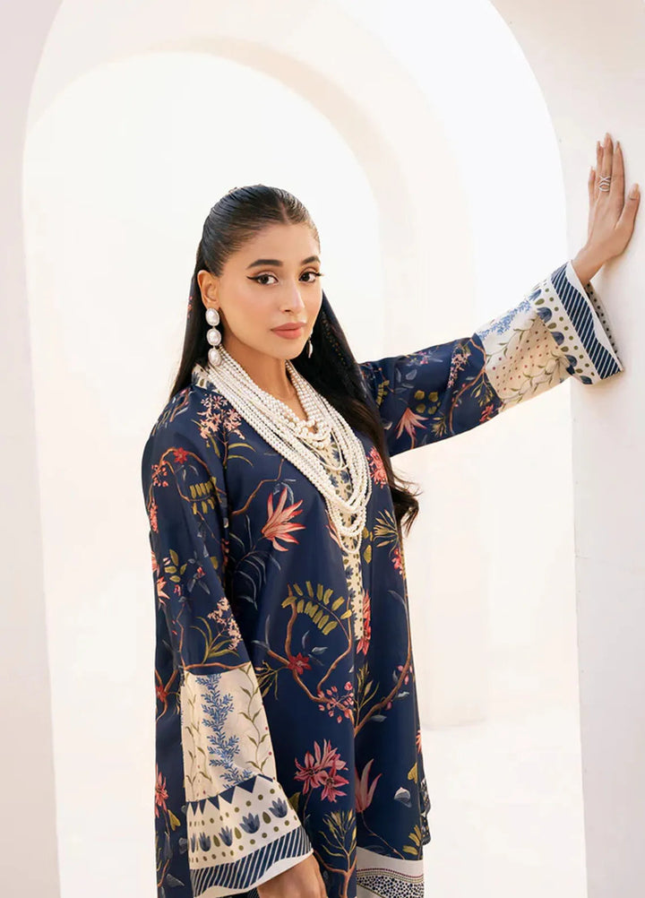 Bon Soir by Florent Pret Printed Crepe Silk 2 Piece Suit Midnight Amour