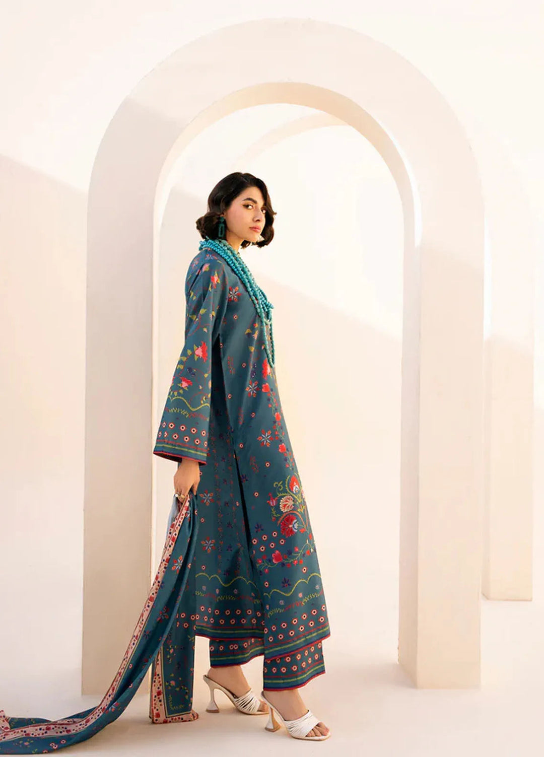 Bon Soir by Florent Pret Printed Crepe Silk 2 Piece Suit Night Luciole