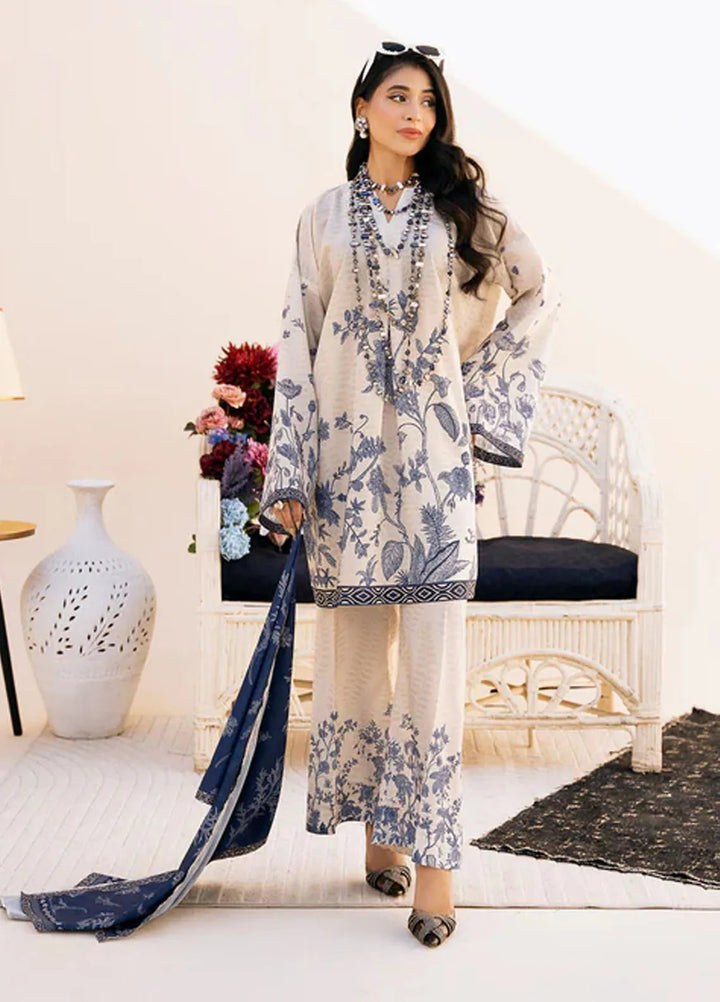 Bon Soir by Florent Pret Printed Crepe Silk 2 Piece Suit White Lune