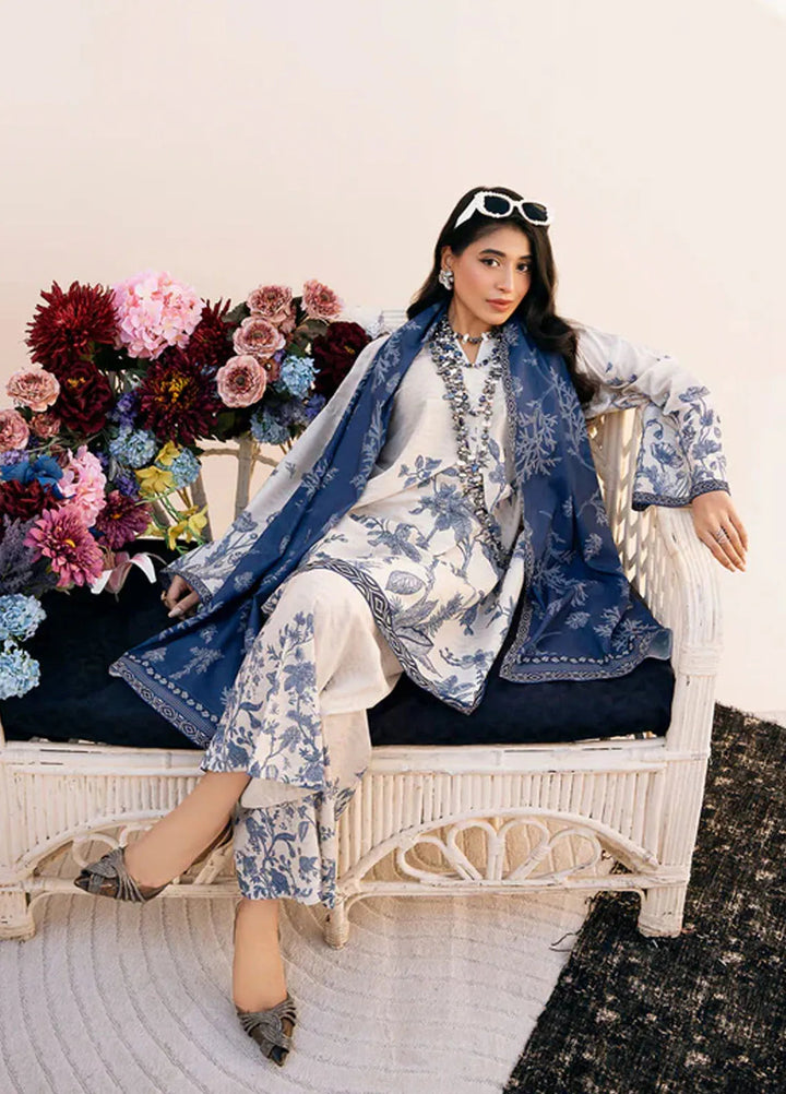 Bon Soir by Florent Pret Printed Crepe Silk 2 Piece Suit White Lune