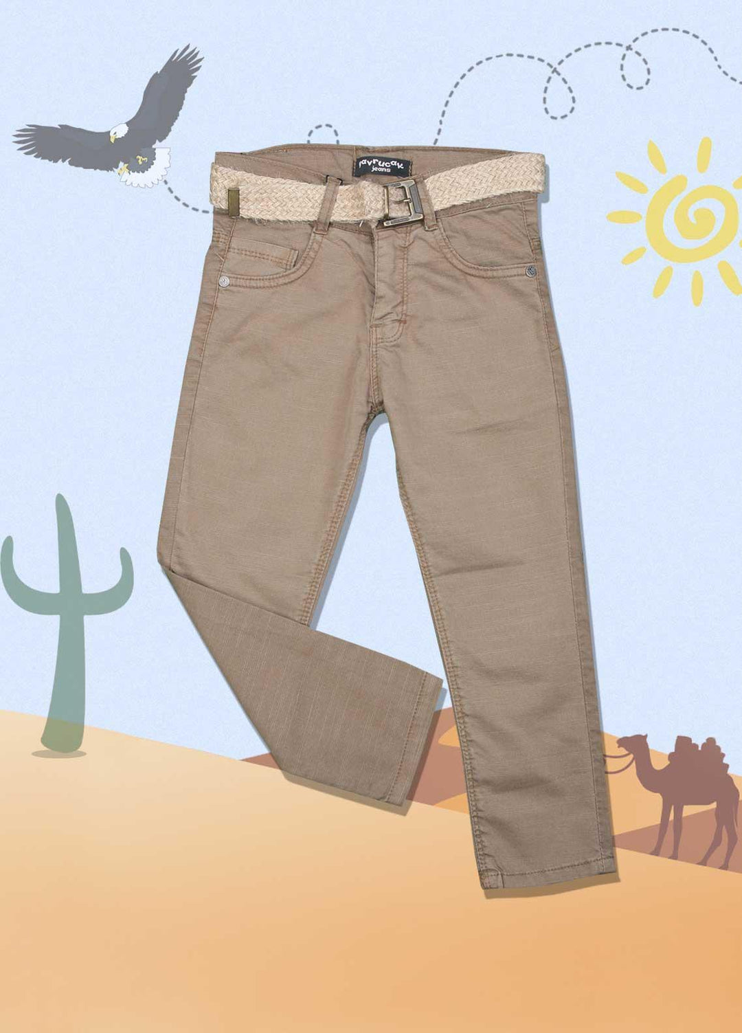 Sanaulla Exclusive Range Cotton Casual Pants for Boys - 04130 Brown