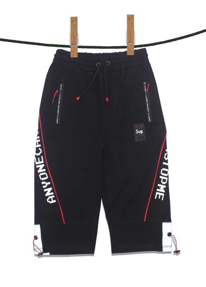 Sanaulla Exclusive Range Jersey Casual Shorts for Boys -  2307 Black Red