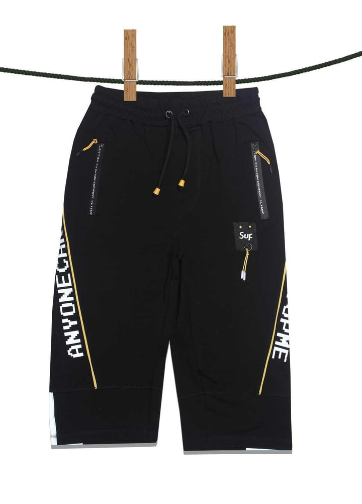Sanaulla Exclusive Range Jersey Casual Shorts for Boys -  2307 Black Yellow