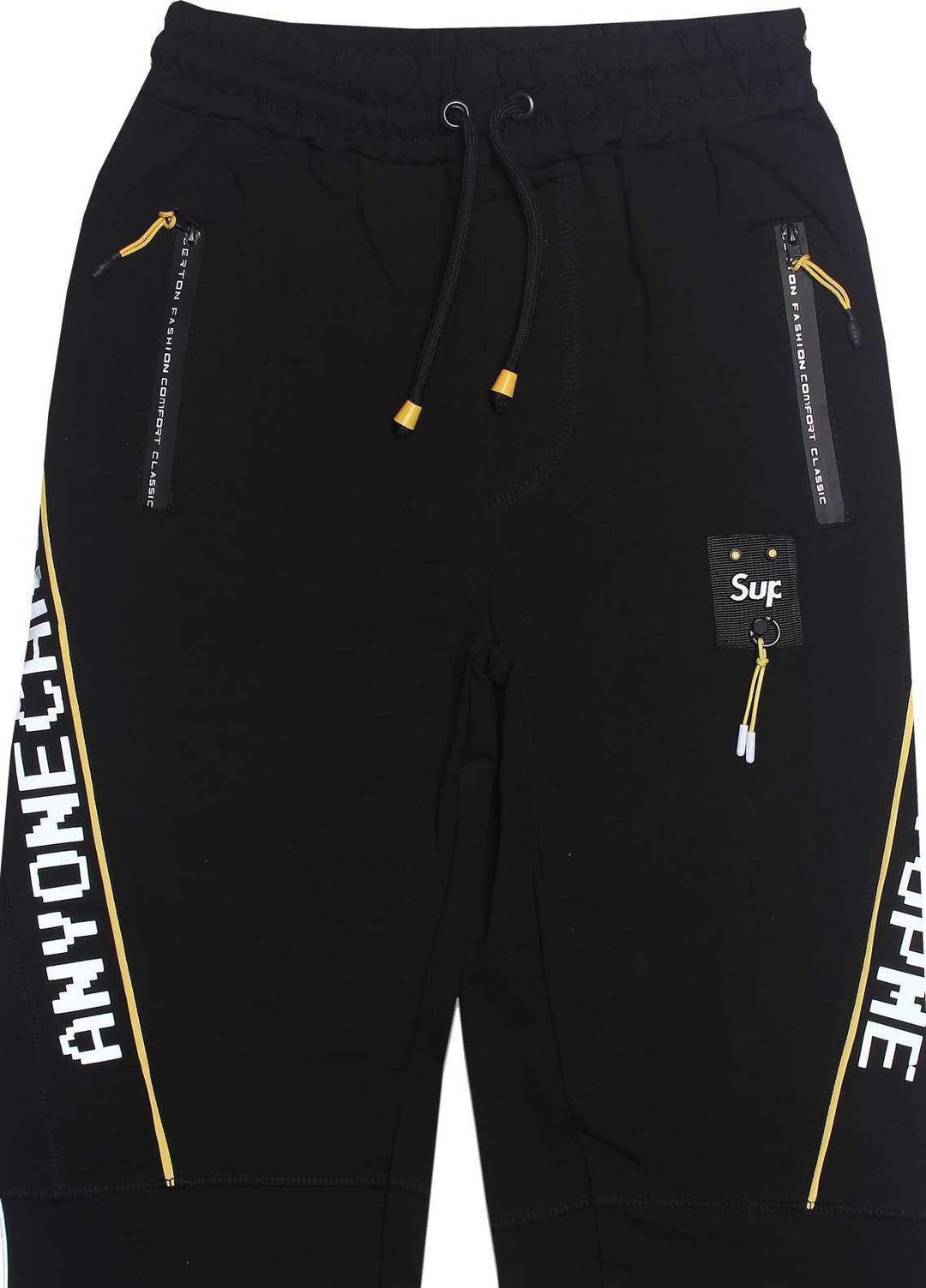 Sanaulla Exclusive Range Jersey Casual Shorts for Boys -  2307 Black Yellow