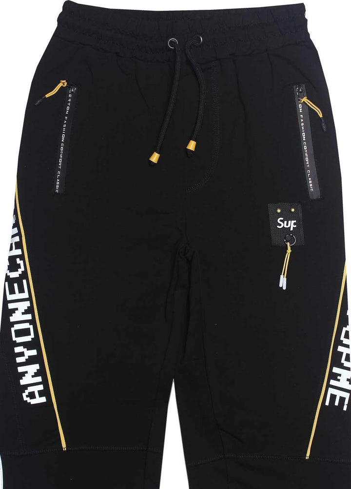 Sanaulla Exclusive Range Jersey Casual Shorts for Boys -  2307 Black Yellow