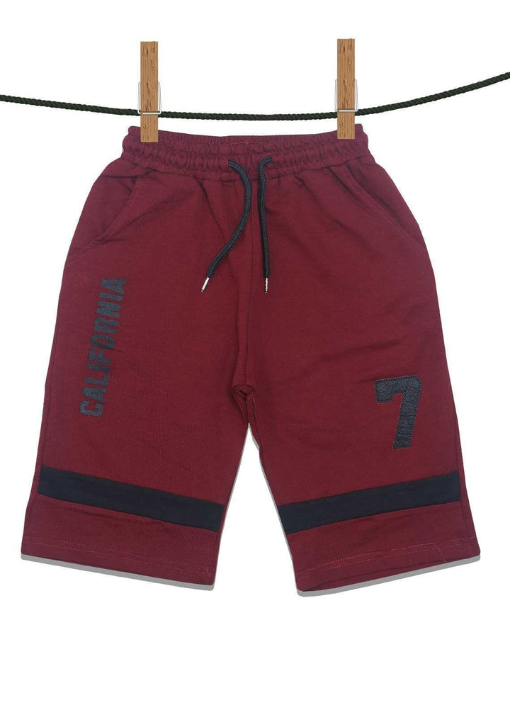 Sanaulla Exclusive Range Jersey Casual Shorts for Boys -  D-3009-2 Maroon