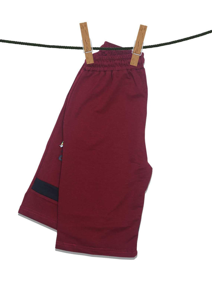 Sanaulla Exclusive Range Jersey Casual Shorts for Boys -  D-3009-2 Maroon