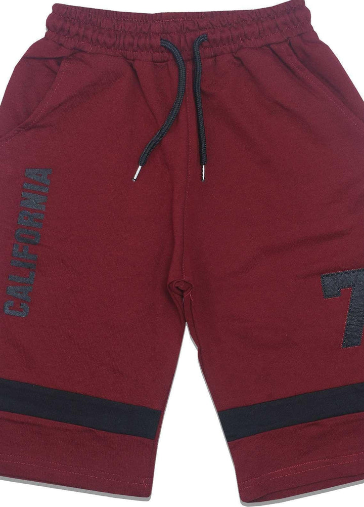Sanaulla Exclusive Range Jersey Casual Shorts for Boys -  D-3009-2 Maroon