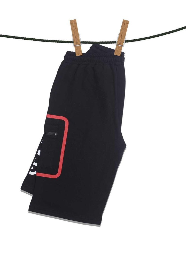 Sanaulla Exclusive Range Jersey Casual Shorts for Boys -  D-3241-2 Black