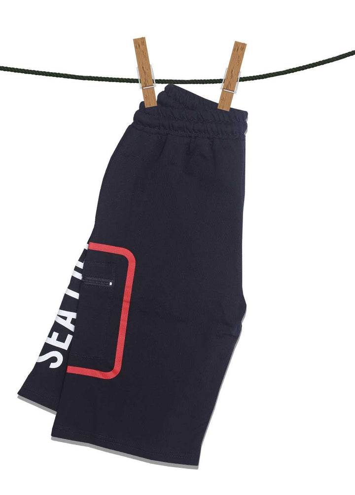 Sanaulla Exclusive Range Jersey Casual Shorts for Boys -  D-3241-2 Dark Blue