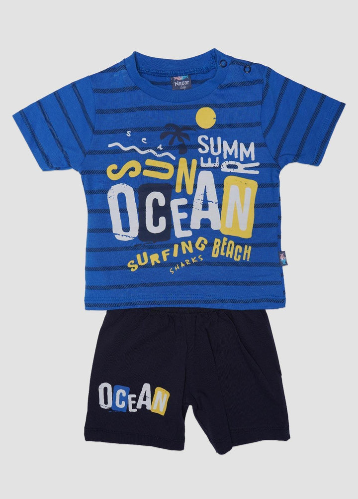 Sanaulla Exclusive Range Cotton Fancy Suits for Boys -  131789 Blue