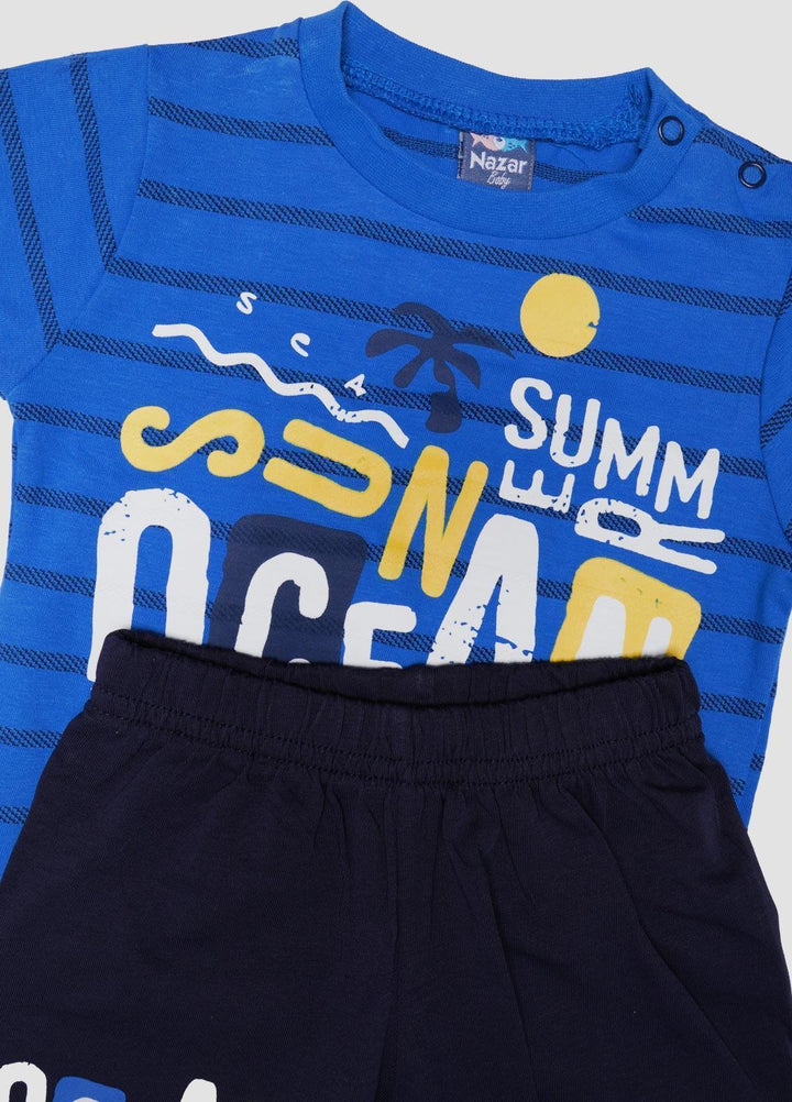 Sanaulla Exclusive Range Cotton Fancy Suits for Boys -  131789 Blue