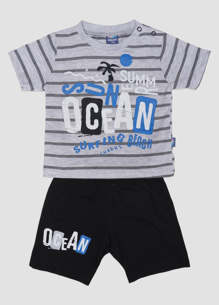 Sanaulla Exclusive Range Cotton Fancy Boys Suits -  131789 Light Grey