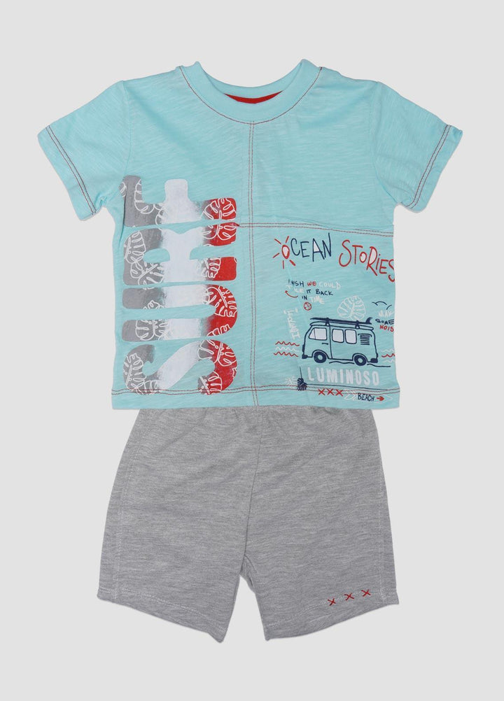 Sanaulla Exclusive Range Cotton Fancy Suits for Boys -  133014 C-Green