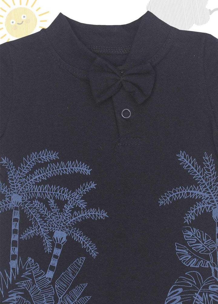 Sanaulla Exclusive Range Cotton Fancy Boys Romper -  D-114219 Dark Blue