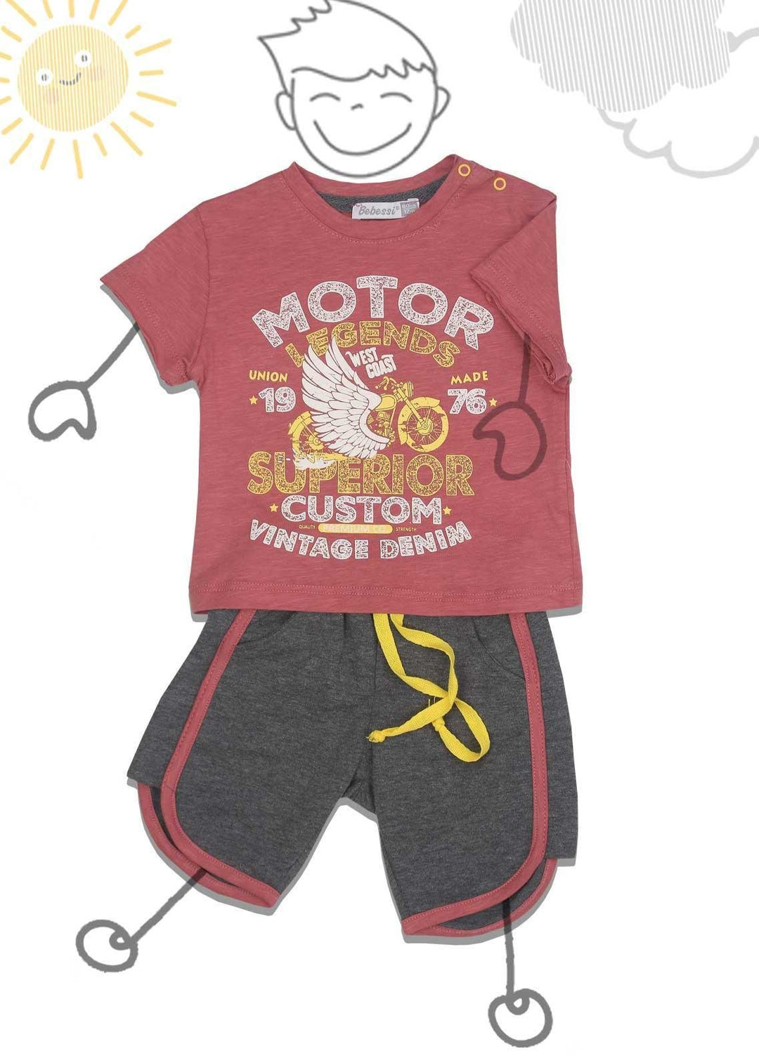 Sanaulla Exclusive Range Cotton Fancy 2 Piece for Boys -  3525 Rust