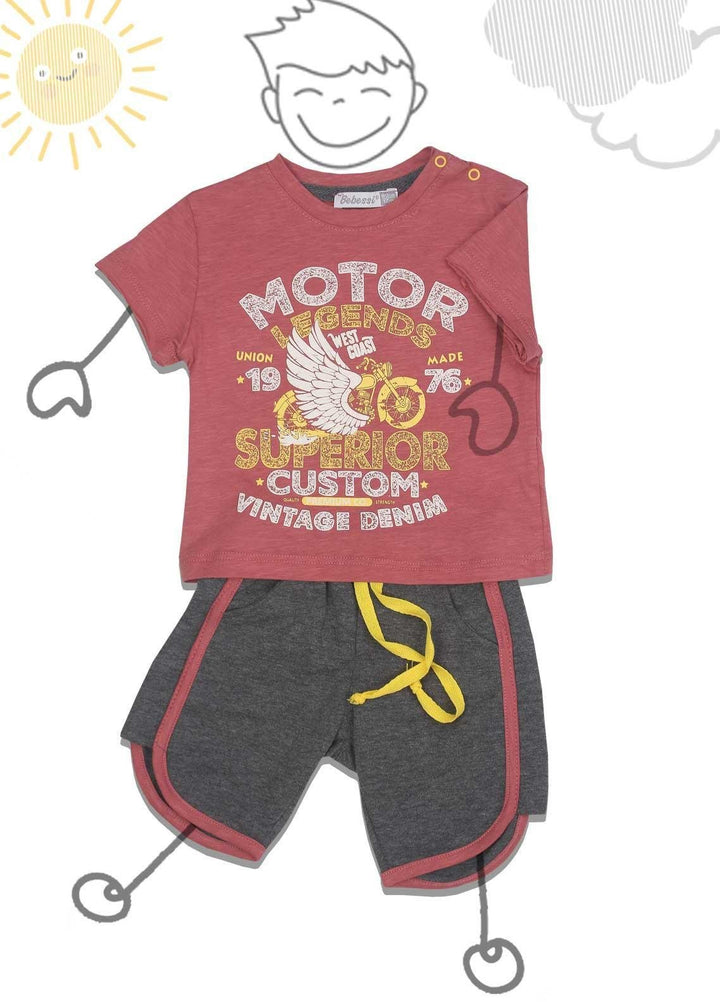 Sanaulla Exclusive Range Cotton Fancy 2 Piece for Boys -  3525 Rust