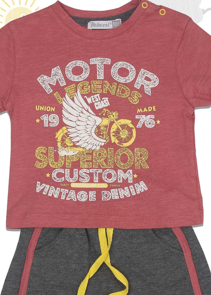 Sanaulla Exclusive Range Cotton Fancy 2 Piece for Boys -  3525 Rust