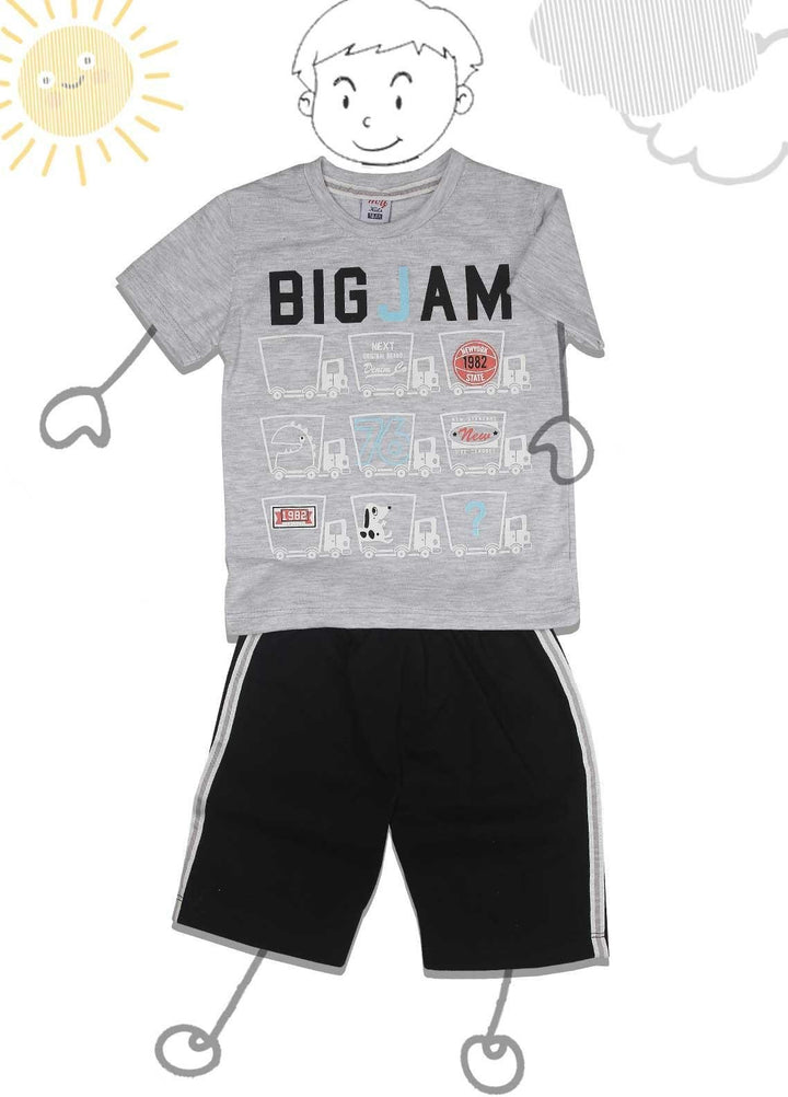 Sanaulla Exclusive Range Cotton Fancy Boys 2 Piece -  D-11862 Grey
