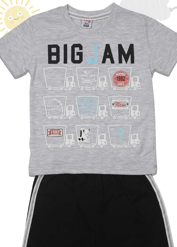 Sanaulla Exclusive Range Cotton Fancy Boys 2 Piece -  D-11862 Grey