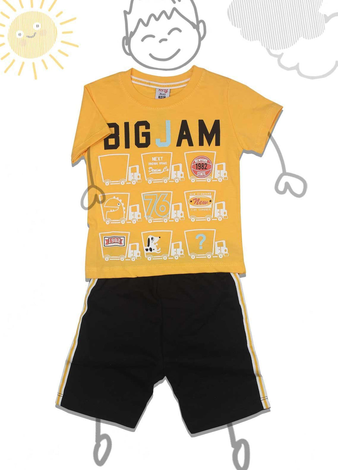 Sanaulla Exclusive Range Cotton Fancy 2 Piece for Boys -  D-11862 Yellow