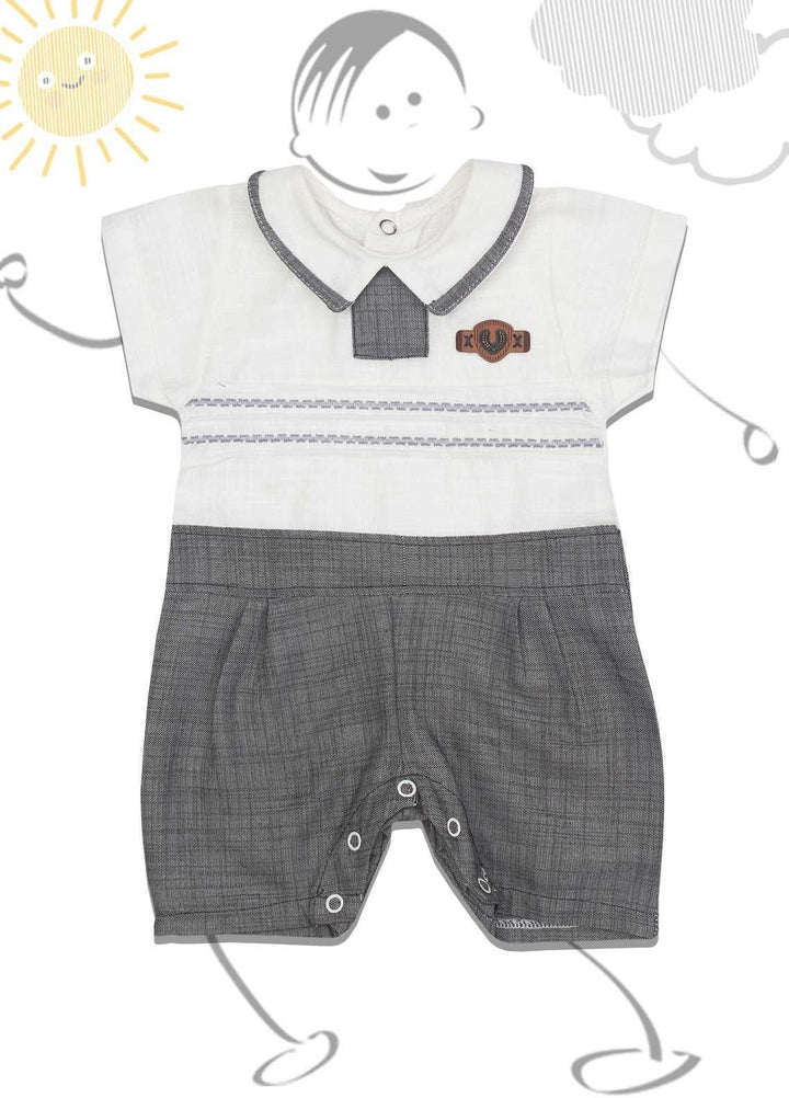 Sanaulla Exclusive Range Cotton Fancy Boys Romper -  1933 Grey