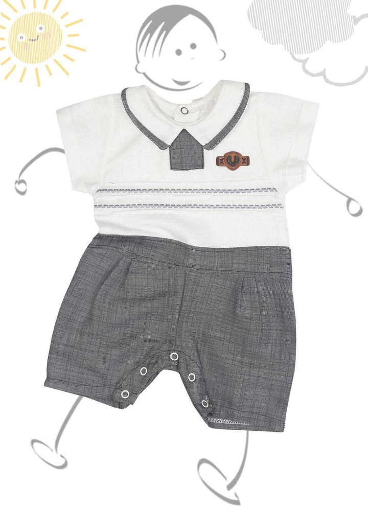 Sanaulla Exclusive Range Cotton Fancy Boys Romper -  1933 Grey