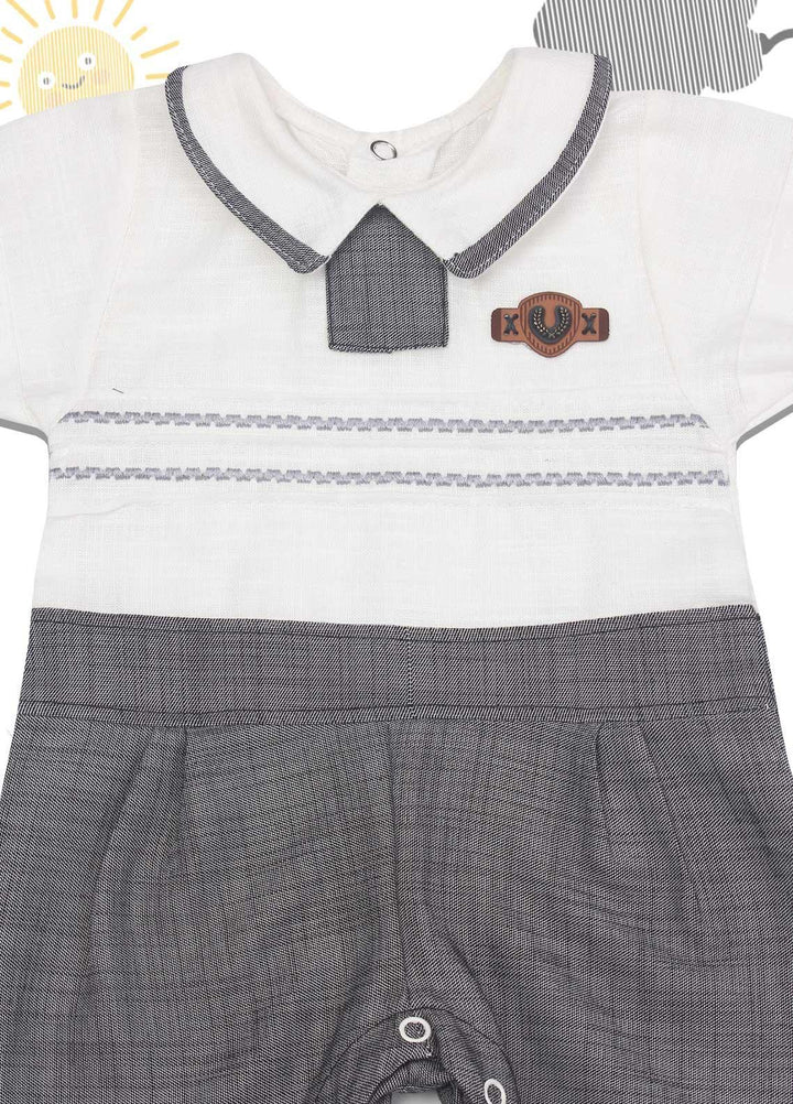 Sanaulla Exclusive Range Cotton Fancy Boys Romper -  1933 Grey