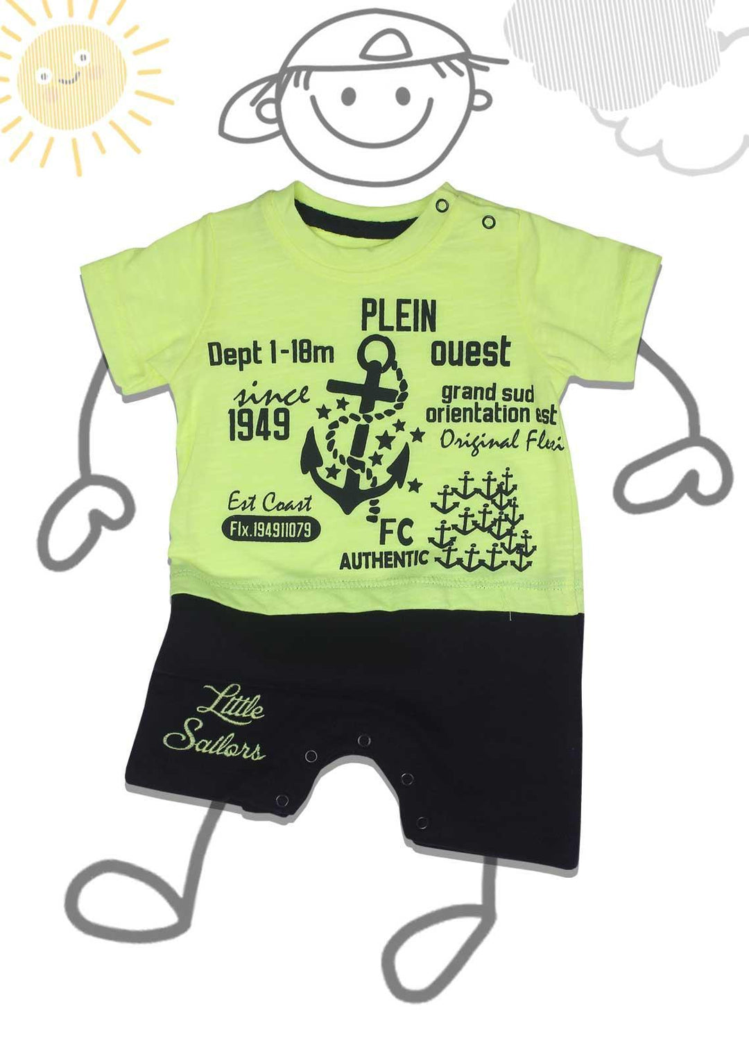 Sanaulla Exclusive Range Cotton Fancy Romper for Boys -  236119 Lemon