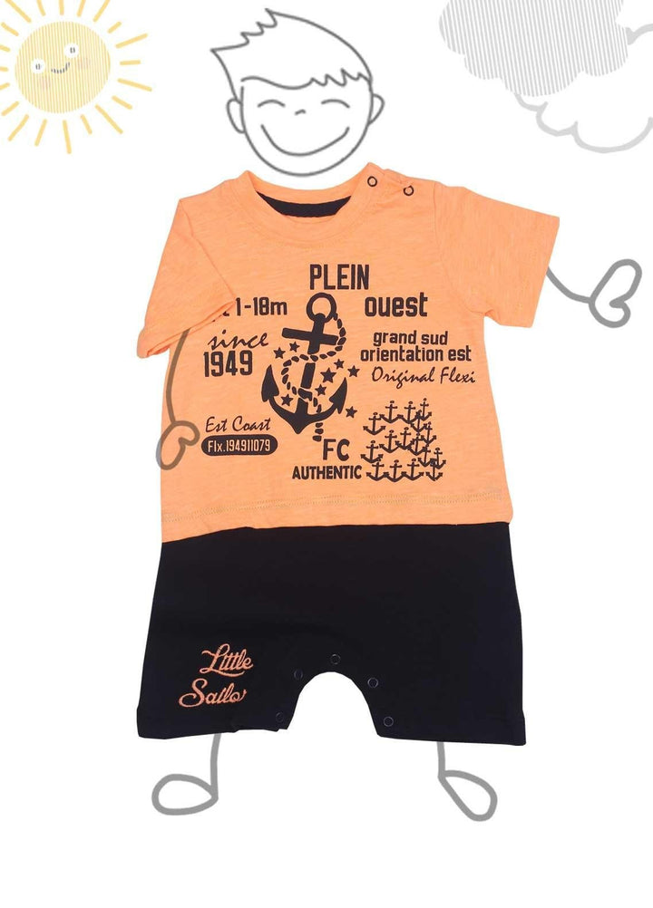 Sanaulla Exclusive Range Cotton Fancy Boys Romper -  236119 Orange