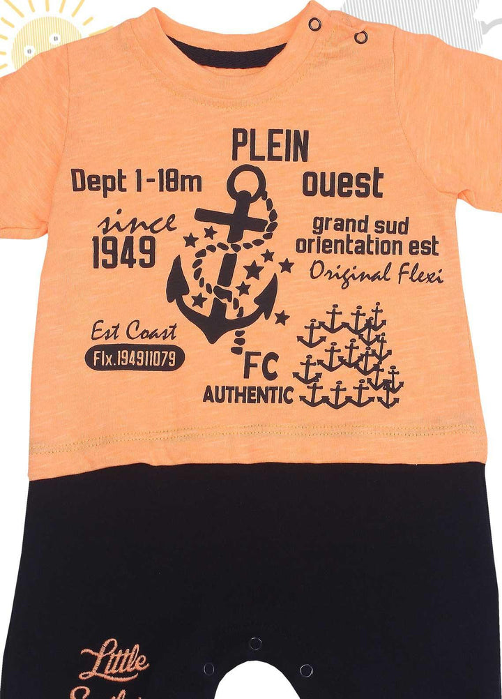 Sanaulla Exclusive Range Cotton Fancy Boys Romper -  236119 Orange