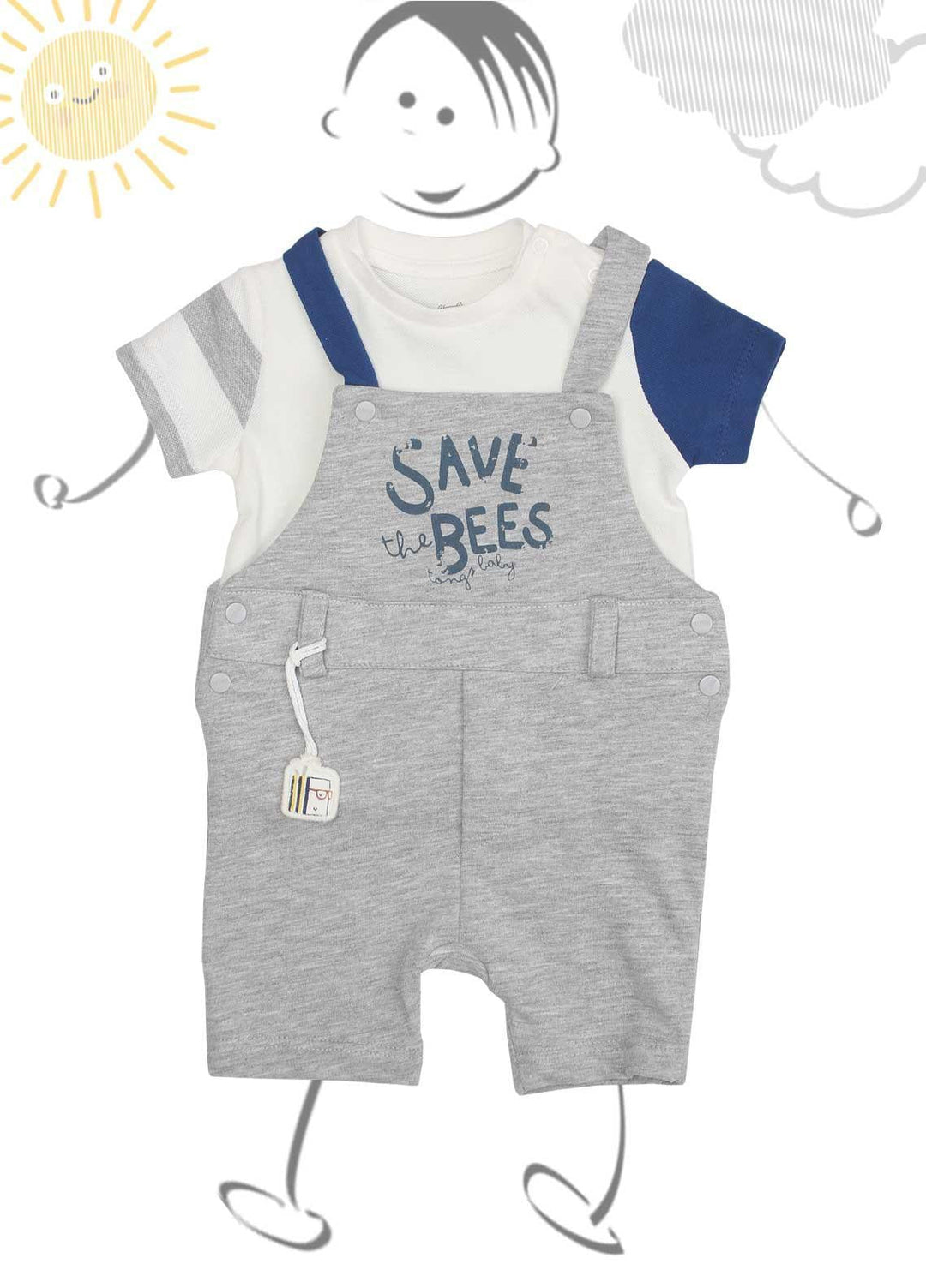 Sanaulla Exclusive Range Cotton Fancy Romper for Boys -  2575 Grey