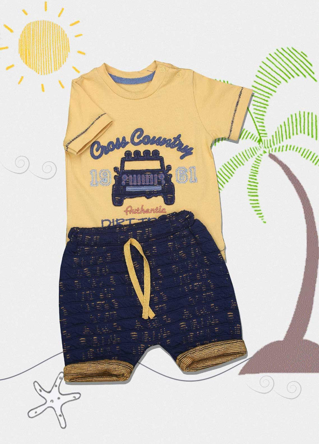 Sanaulla Exclusive Range Cotton Fancy Suits for Boys -  216118 Yellow