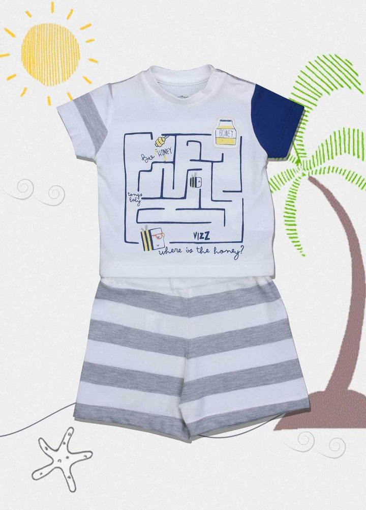 Sanaulla Exclusive Range Cotton Fancy Boys Suits -  2574 White