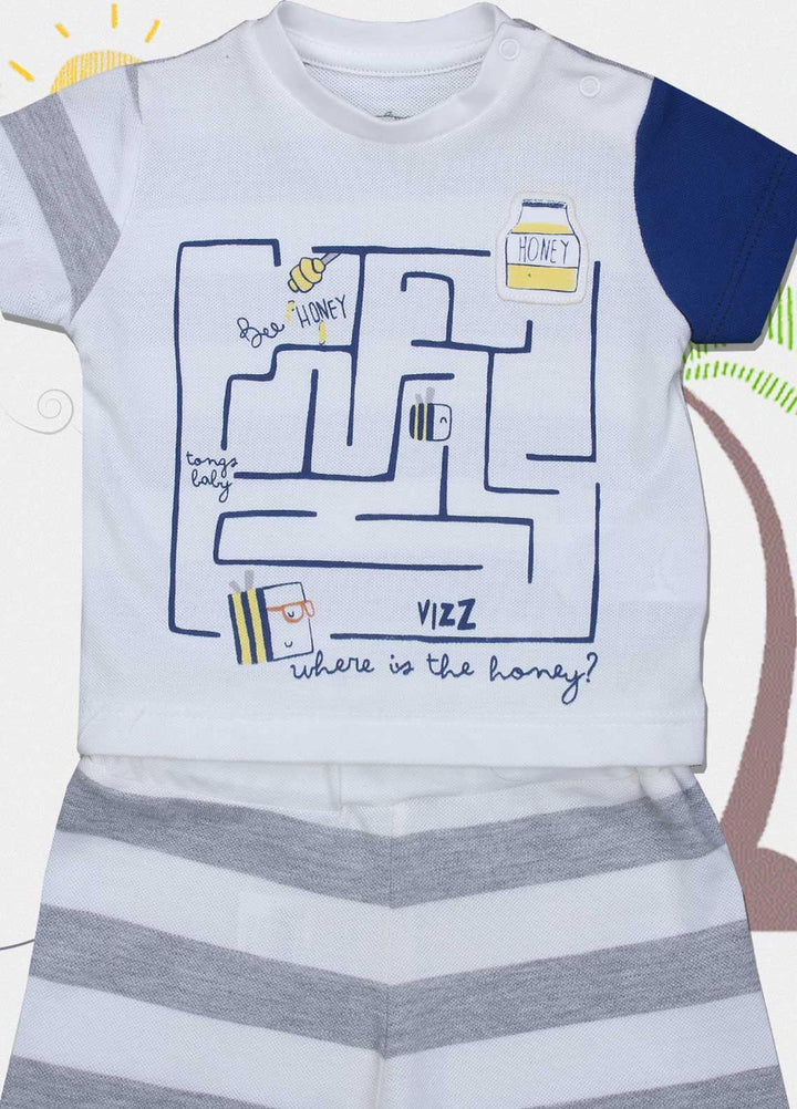 Sanaulla Exclusive Range Cotton Fancy Boys Suits -  2574 White