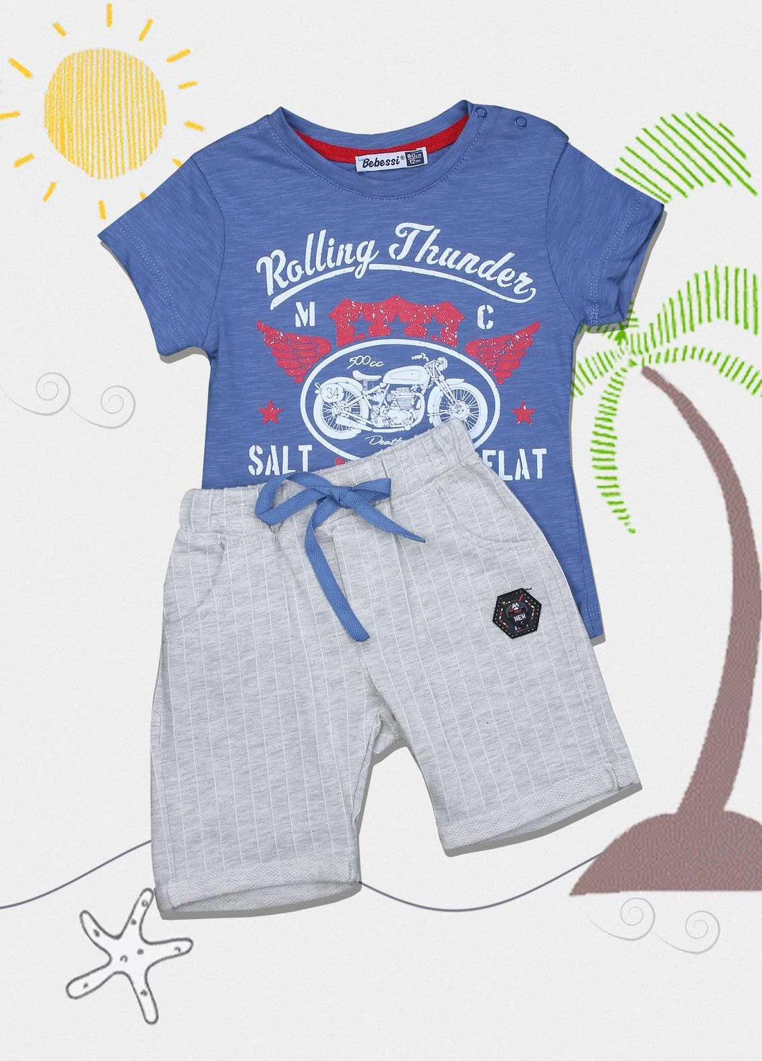 Sanaulla Exclusive Range Cotton Fancy Suits for Boys -  3512 Blue