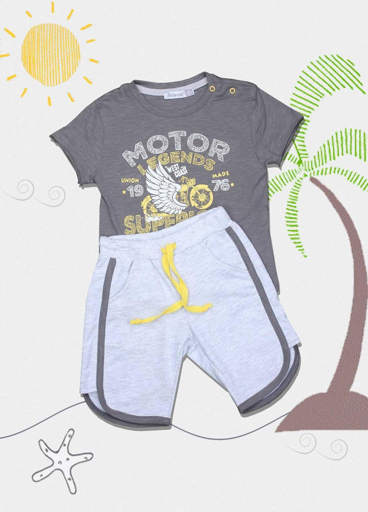 Sanaulla Exclusive Range Cotton Fancy Suits for Boys -  3525 Grey