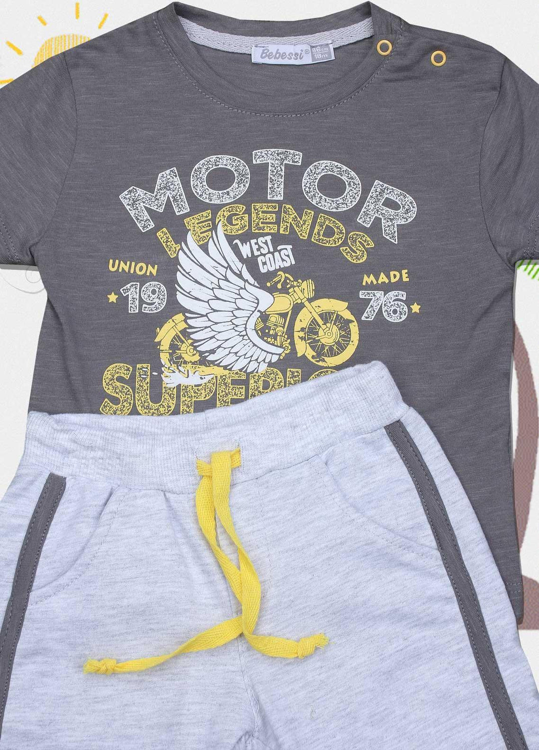 Sanaulla Exclusive Range Cotton Fancy Suits for Boys -  3525 Grey