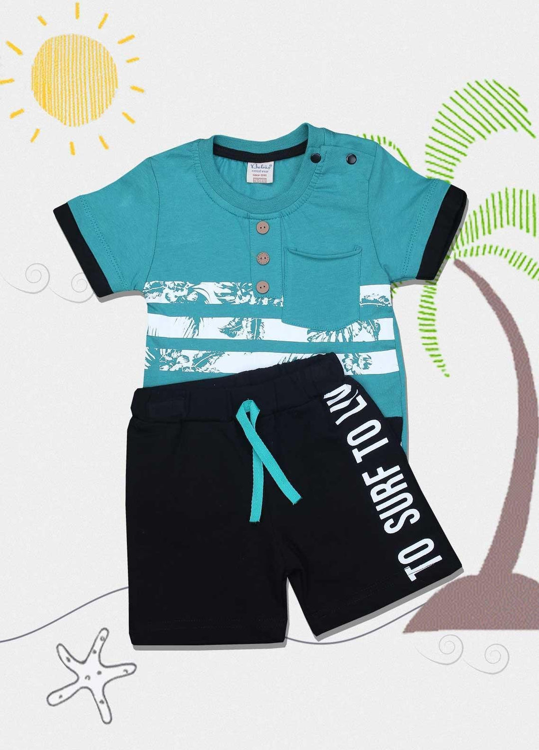 Sanaulla Exclusive Range Cotton Fancy Suits for Boys -  4027 Green