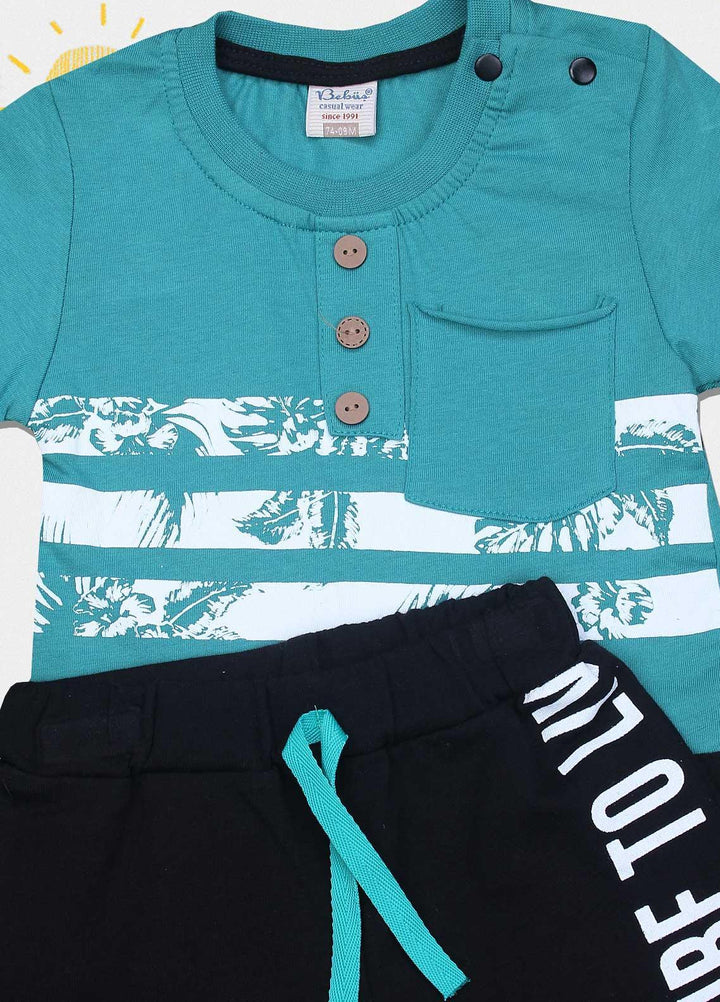 Sanaulla Exclusive Range Cotton Fancy Suits for Boys -  4027 Green